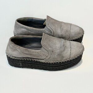 Prada Gray Suede Loafers